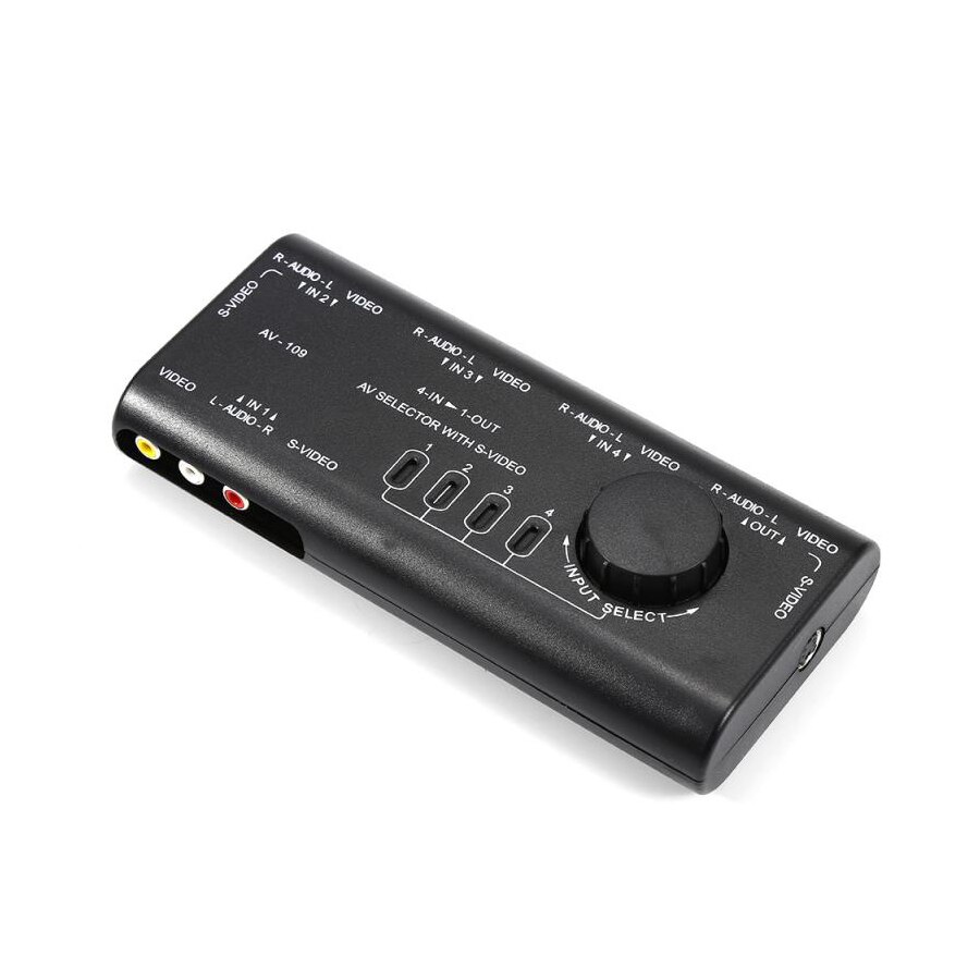 4 In 1 Out AV RCA Switch Box AV Audio Video Signal Switcher Splitter 4 Way Selector With RCA Cable For Television DVD VCD TV