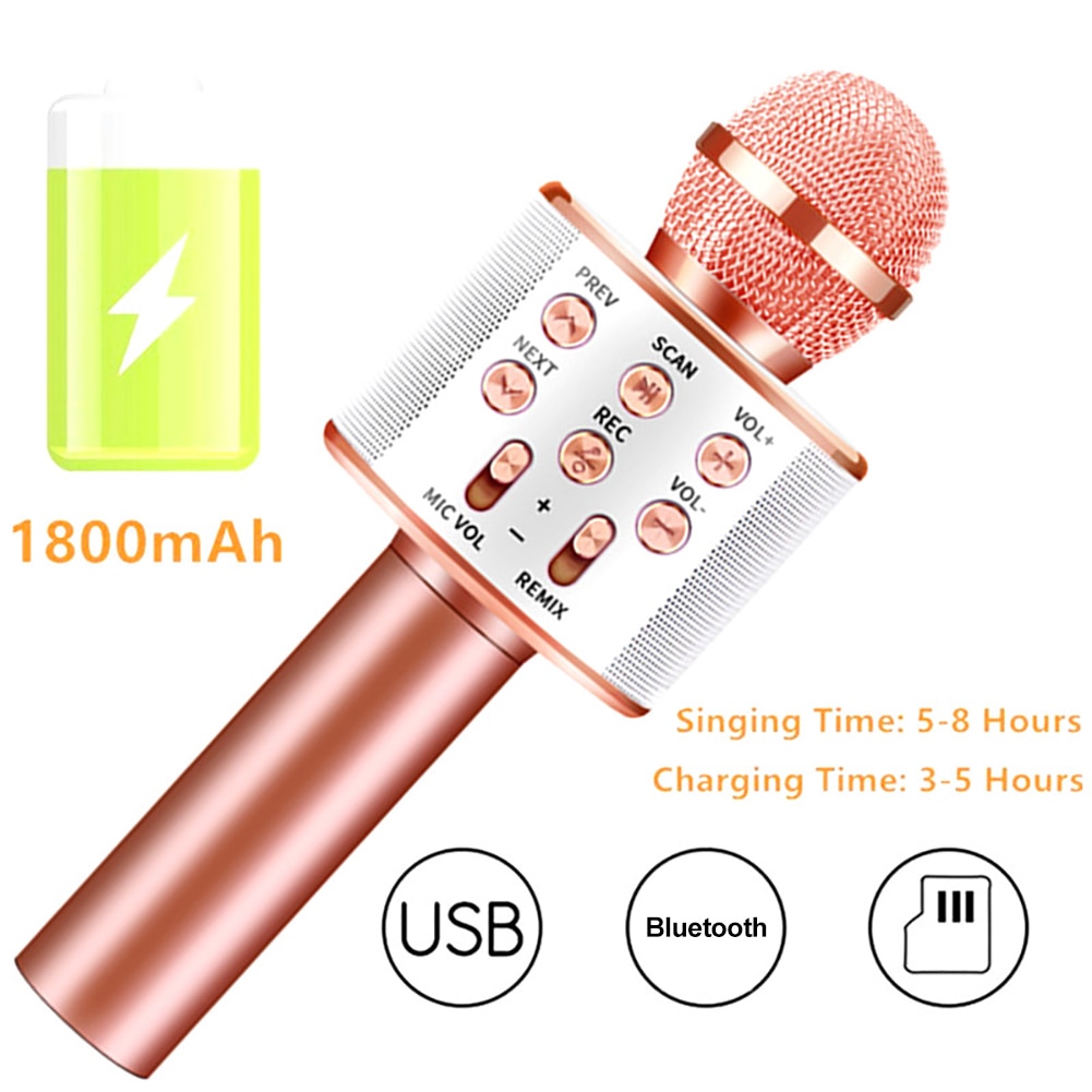 WS858 Portable Bluetooth Karaoke Microphone Wireless Speaker Home KTV Karaoke Handheld Microphone Singing Recorder