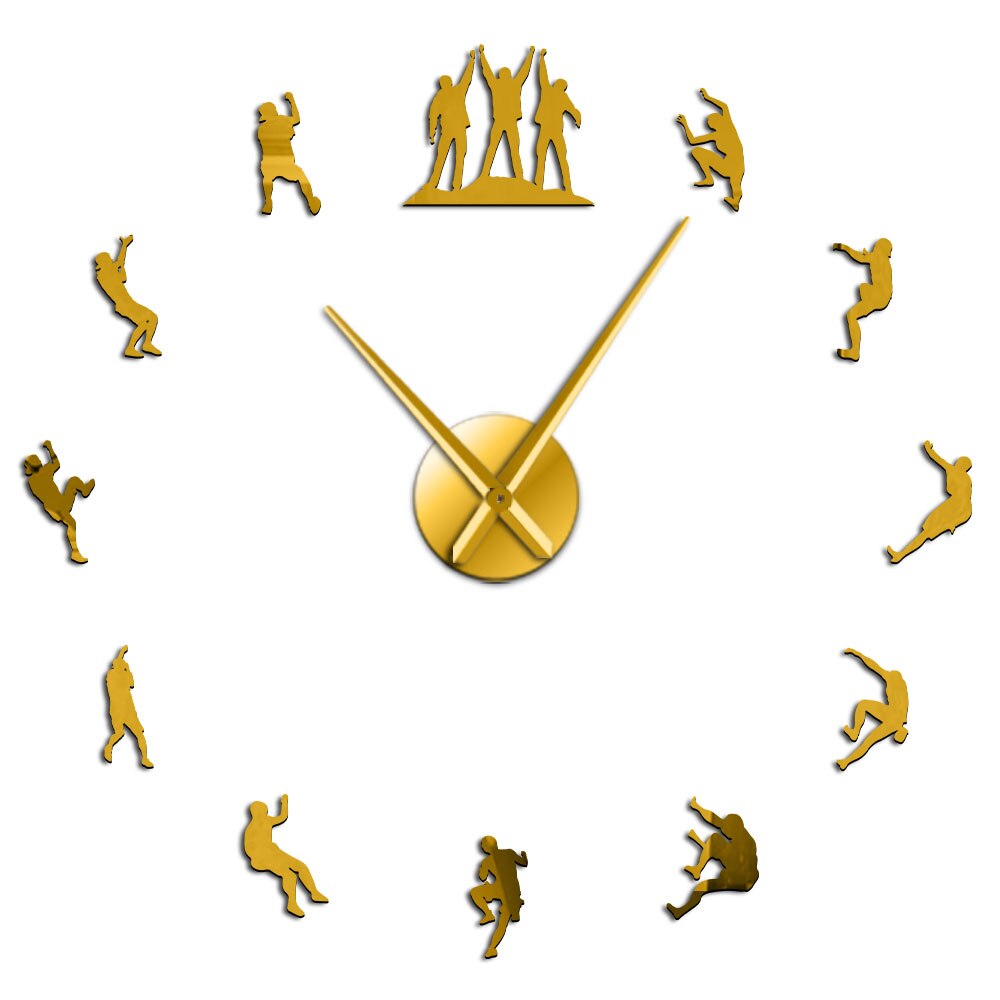 Horloge murale 3D effet miroir d&#39;escalade, de Sport d&#39;escalade, grande horloge murale suspendue, pour lui: Gold / 37inch