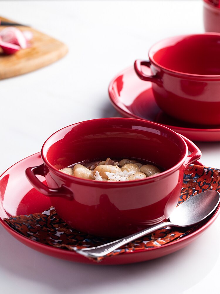 Red Glazed Ceramic Dinner Plates Modern Dinnerware Kitchen Home Festival Wedding Decor Round Serving Dishes Salad Soup Rice Bowl