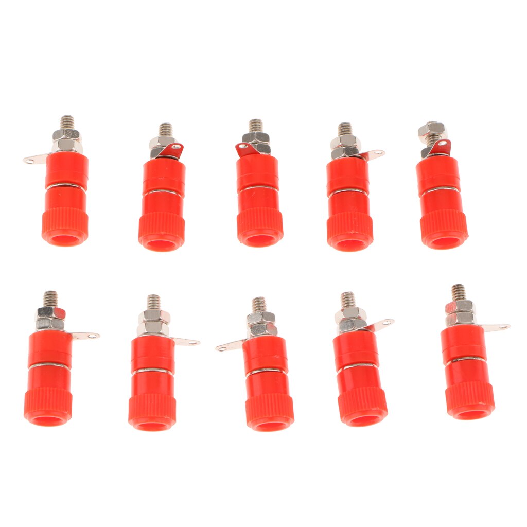 10 Stuks JS-910B 4 Mm Terminals Rood Zwart Connector Versterker Terminal Binding Post Banana Speaker Plug Jack: Red