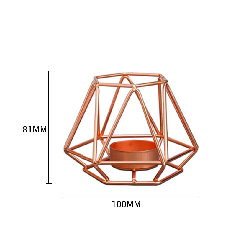 Candelabros geométricos de hierro forjado de estilo nórdico, portavelas de Artesanía de Metal para sala de estar, dormitorio, decoraciones de boda: Golden CF201801