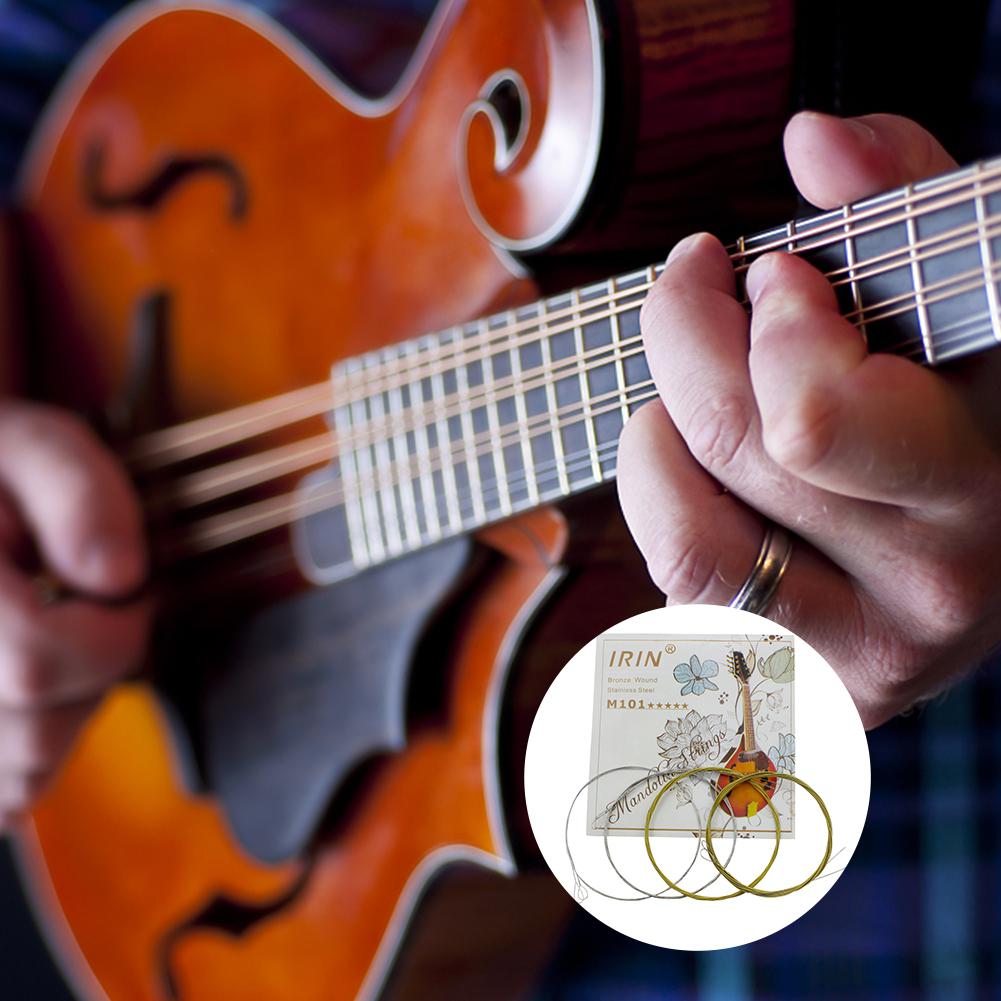 IRIN M101 8pcs Mandolin Strings Set Silver-Plated E/A/D/G Imported Stainless Steel Copper Alloy Wound Accessories