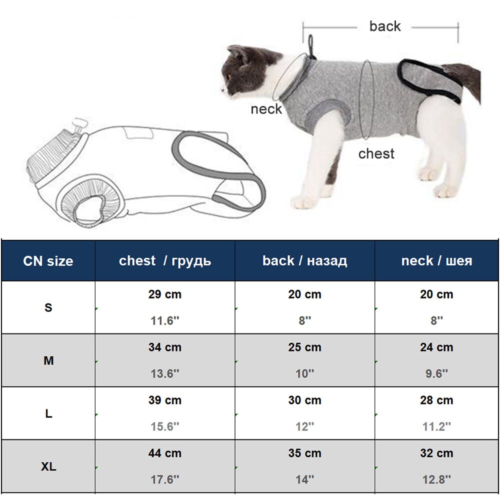 Combinaison de récupération chirurgicale pour chat, pour les blessures abdominales chirurgicales, vêtements pour animaux de compagnie, collier E alternatif pour chats et chiens, pyjama après stérilisation