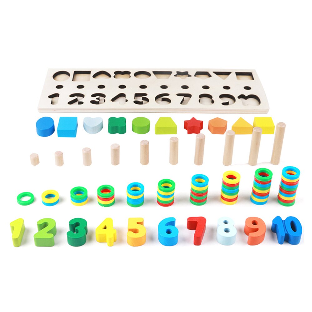 3 in 1 Digital Shape Pairing Colourful Math Number Wood Board Counting Tool Preschool Ealry Educational for Kids Childre