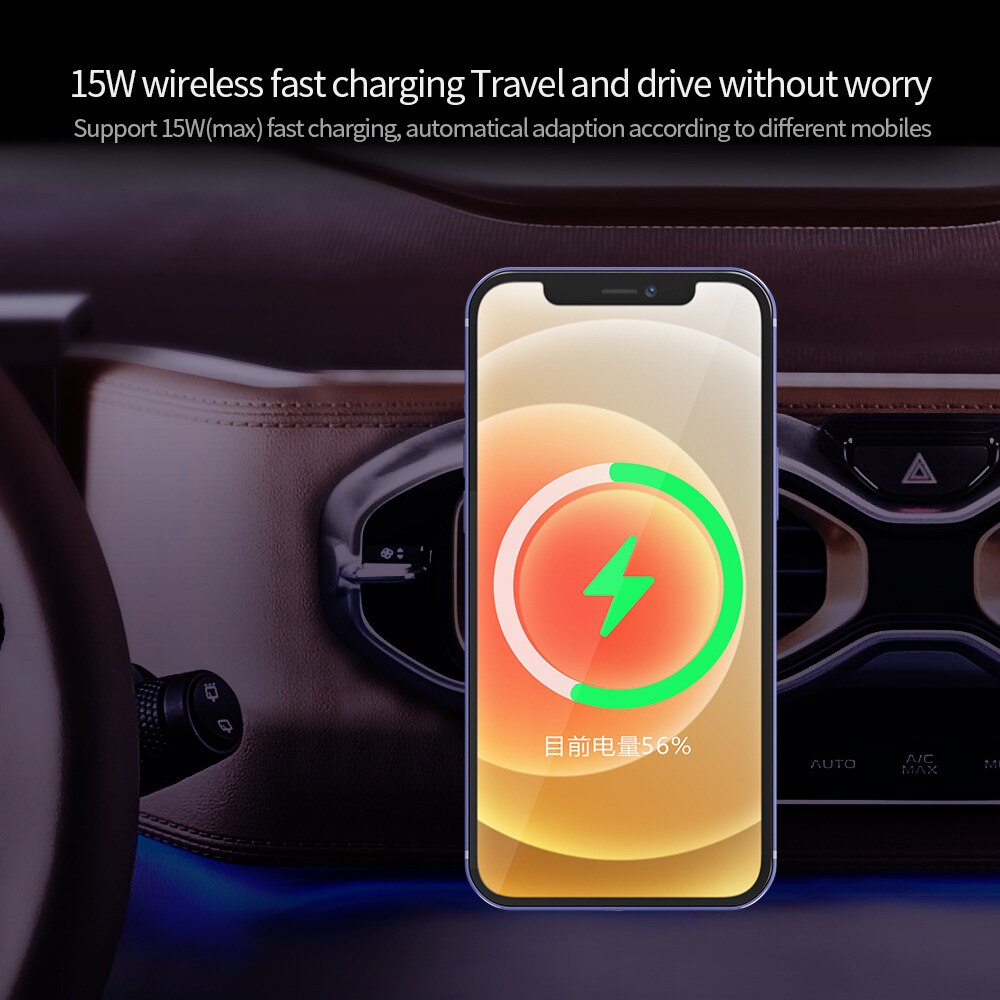 15W Draadloze Auto Magnetische Veilige Oplader Airvent Mount Magneet Adsorbeerbare Telefoon Aluminium Auto Houder Voor Iphone 12 Pro Max 12 Mini