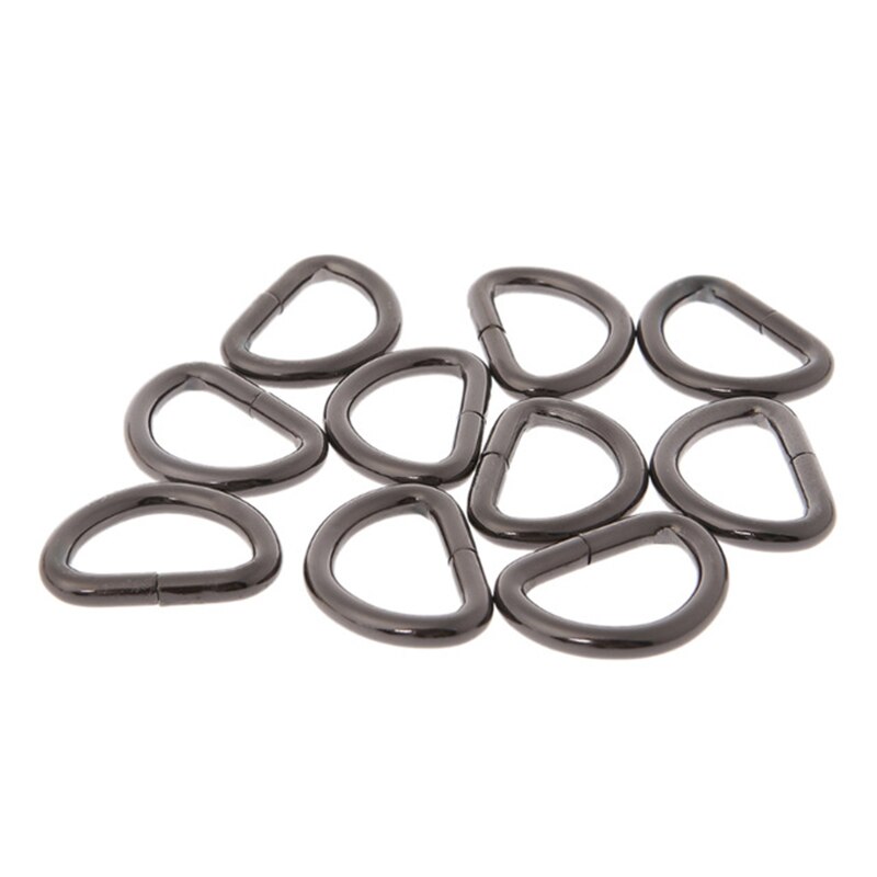 10 sztuk/partia 13/16/20/25mm D pierścienie pasek klamra wewnętrzna szerokość Metal półokrągłe w kształcie do torby pasek pas torebka DIY torba akcesoria: Black / 16 mm