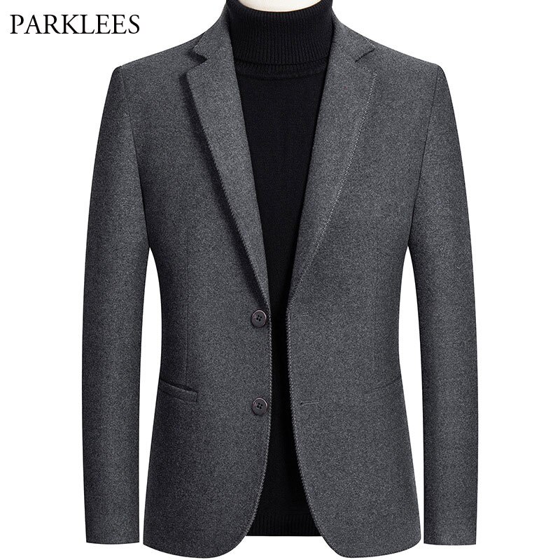 Luxury Wool Blazer Men Brand Mens Classic Single Breasted Suit Jacket Casual Slim Fit Business Tuexdo Homens Blazers