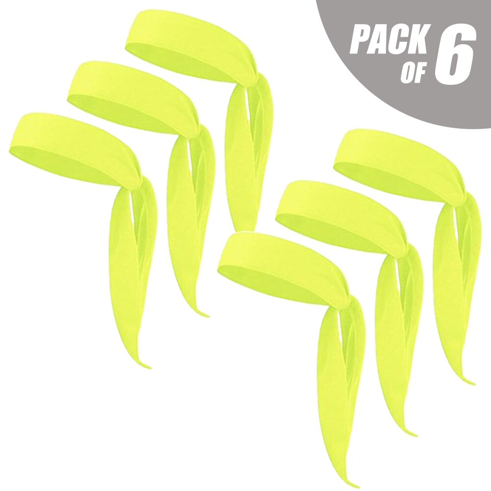 6pcs Sports Head Ties Non-Slip Headbands Sweatbands Bandana for Women Men Running Cycling Basketball Tennis mens headband: Yellow