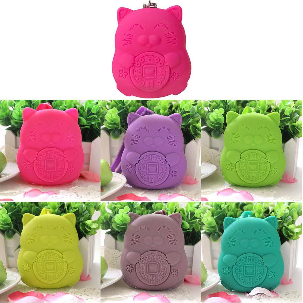 Silicone Cute Lucky Fortune Cat Vintage Coin Bags Wallet Women Key Case Bag Key Holder Purse Bag Organizer Bag