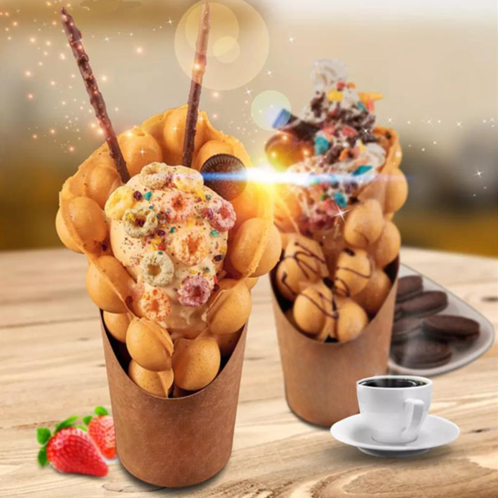 50pcs 14oz Disposal Brown Paper Cup Baking Supplies Chips Take Out French Fries Solid Ice Cream Frozen Dessert Snack Storage