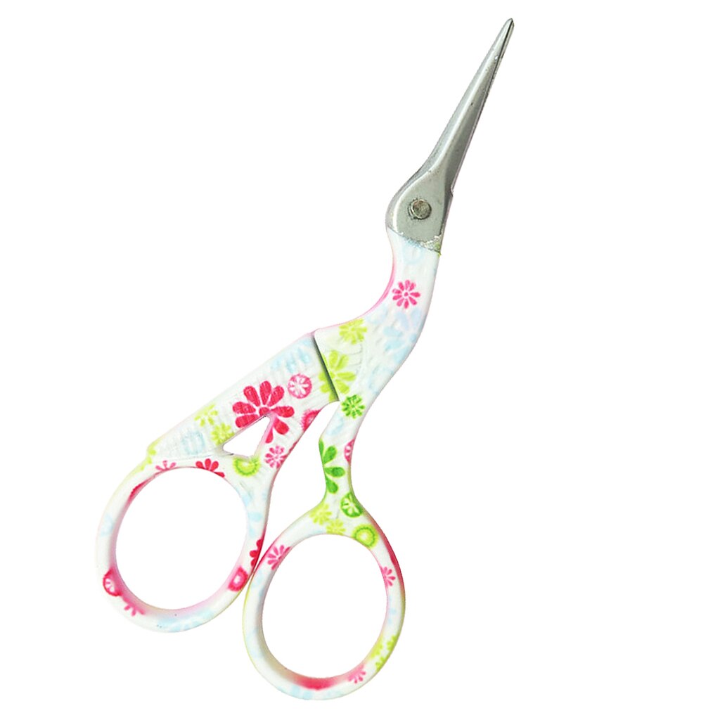 Small Floral Stainless Steel Art Retro Scissors Stork Crane Bird Scissors