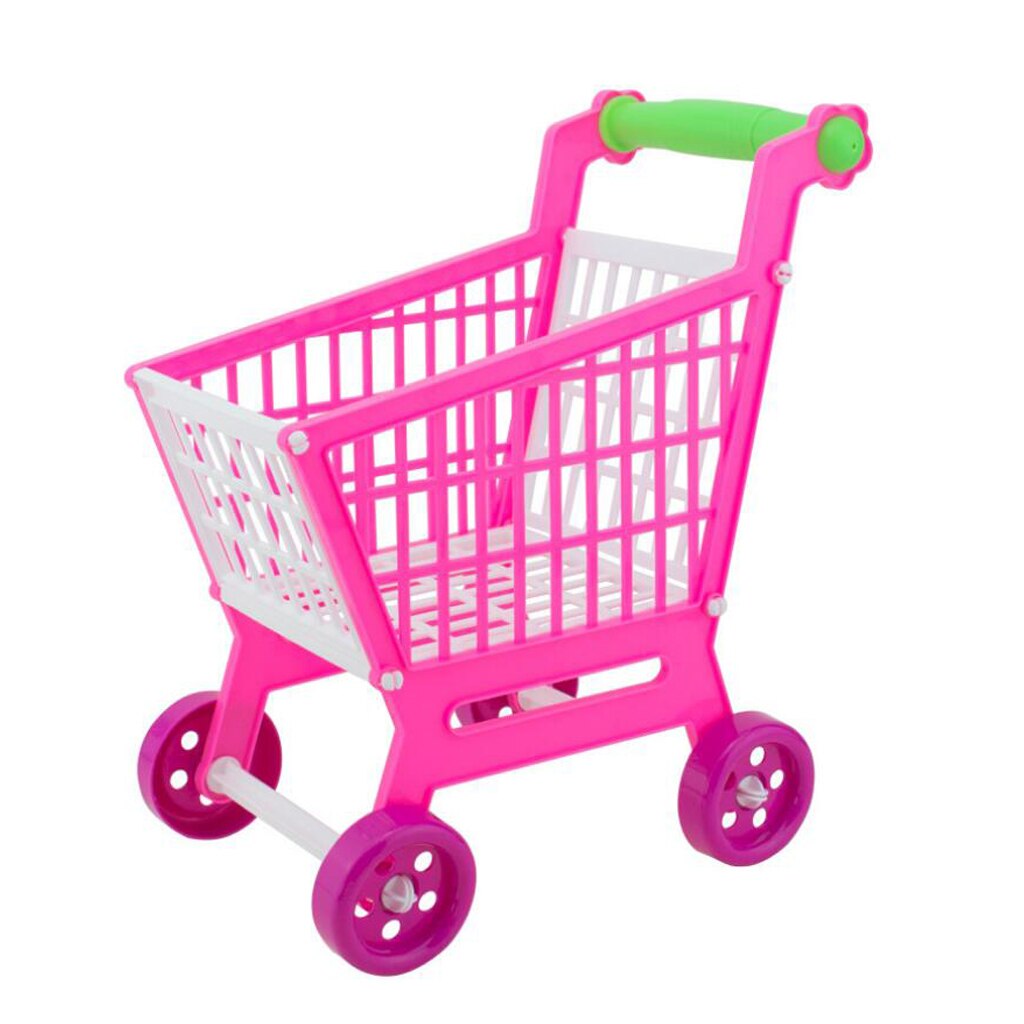 Mini Plastic Children Shopping Hand Trolley Cart for Kids Developmental Pretend Role Play Toy Playset