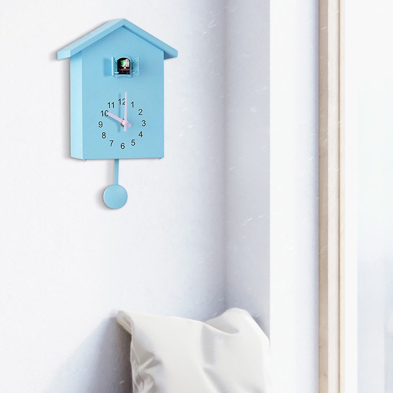 Gjøkur klokke veggklokke- bevegelse hytte-stil, minimalistisk moderne blå