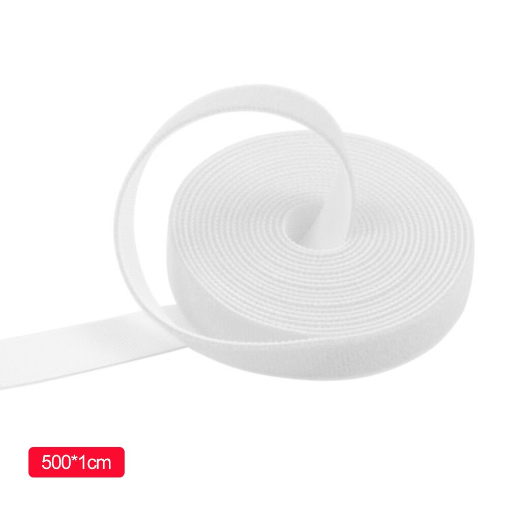 Herbruikbare 5M/Roll Kleur Kabel Zelfklevende Sluiting Tape Sterke Haken Draad Organisator Loop Tie Magic Tape Diy accessoires: White