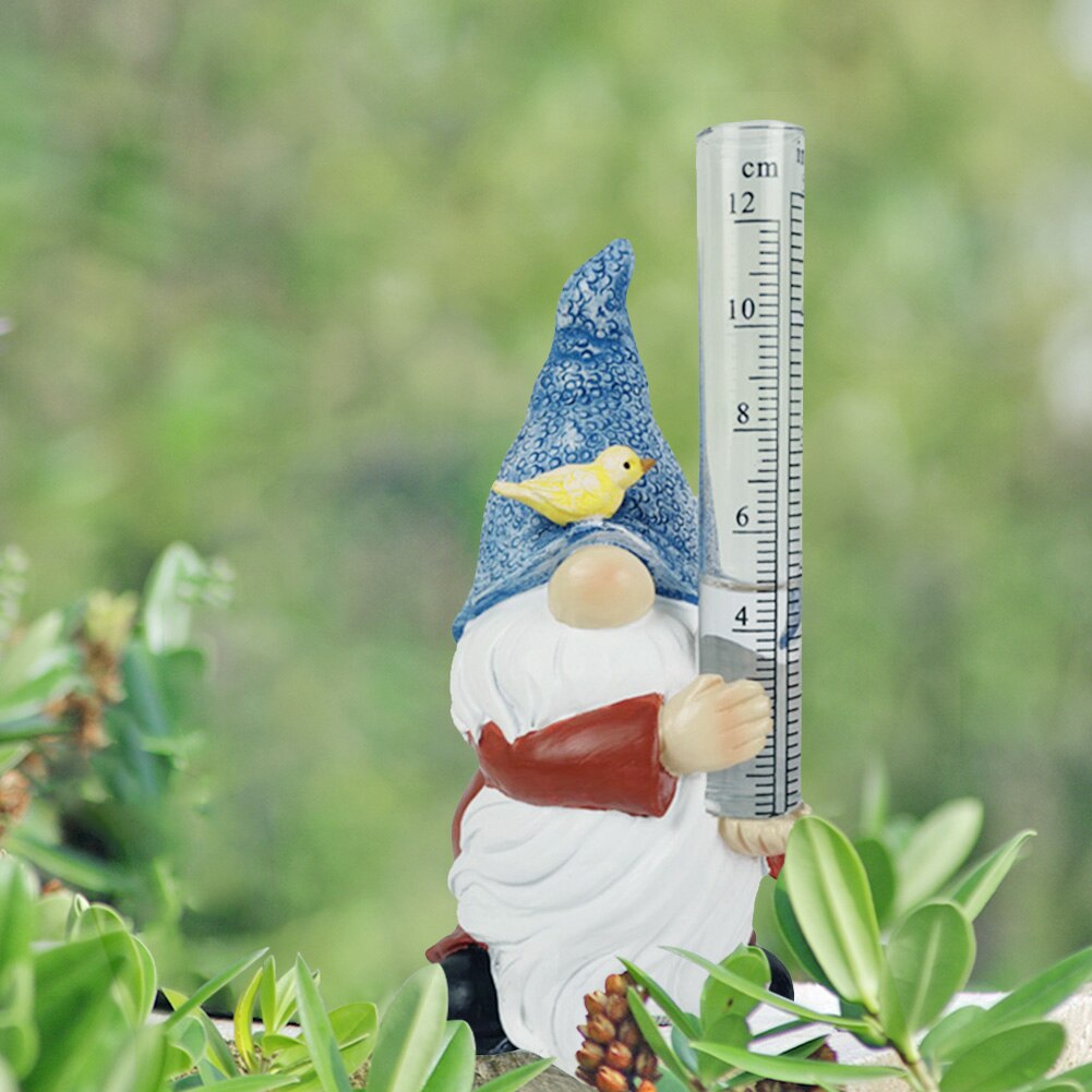 Sculpture Dwarf Rain Gauge Statue Garden Decor Garden Dwarfs Statue Sculptures Yard Ornaments Water Gauge