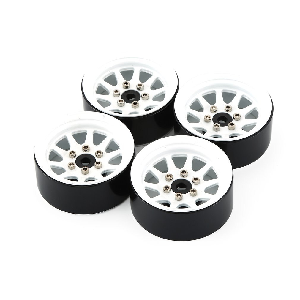 107g/pcs Metal Alloy 1.9 Beadlock Wheel Rims for 1:10 RC Crawler Axial SCX10 AXI03007 90046 Traxxas TRX4 Redcat GEN8: White