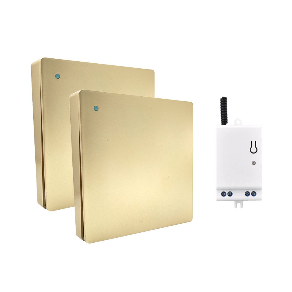 RF433 Wireless Wall Light Switch Self-Powered Remote Control No Battery No Wire IP54 Waterproof Indoor Outdoor switc: Golden 2-1