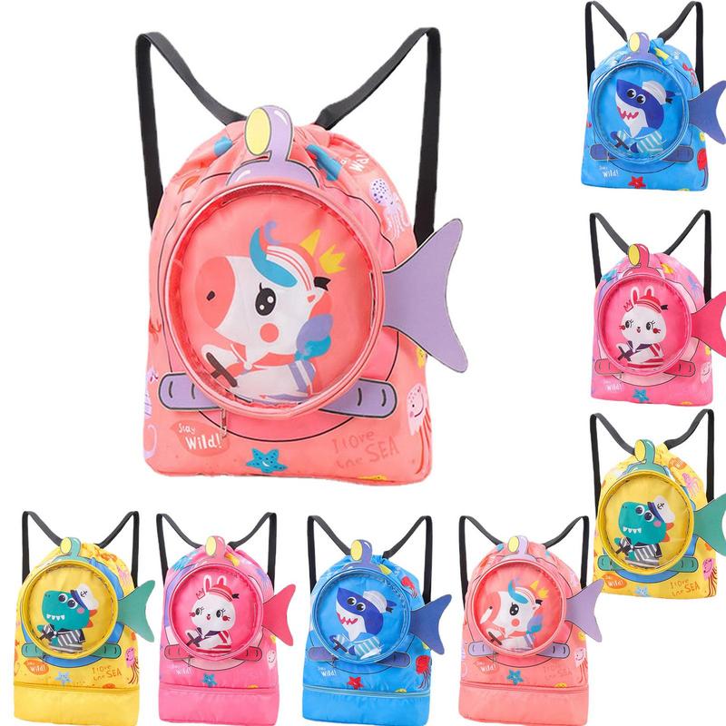 Bolsa de natación para niños, mochila de playa con animales bonitos para niños, bolsa de natación para niñas, playa, piscina, natación, mochila húmeda y seca para exteriores