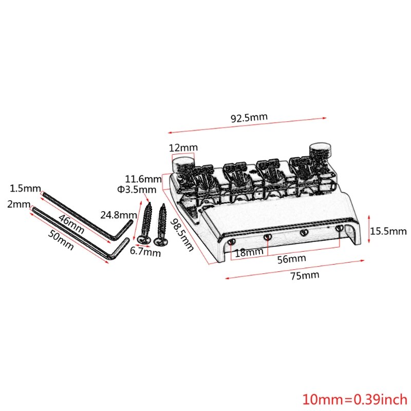 Petite guitare électrique en forme de chaussure, 4 cordes, pont de basse avec vis clés, métal noir, accessoires d'instruments de musique
