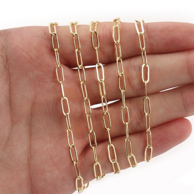 1 Meter Koper Oval Link Chain Paperclip Vierkante Kabel Ketting Armband Kettingen Bevindingen Voor Sieraden Maken Levert Accessoires: Square Buckle Chain