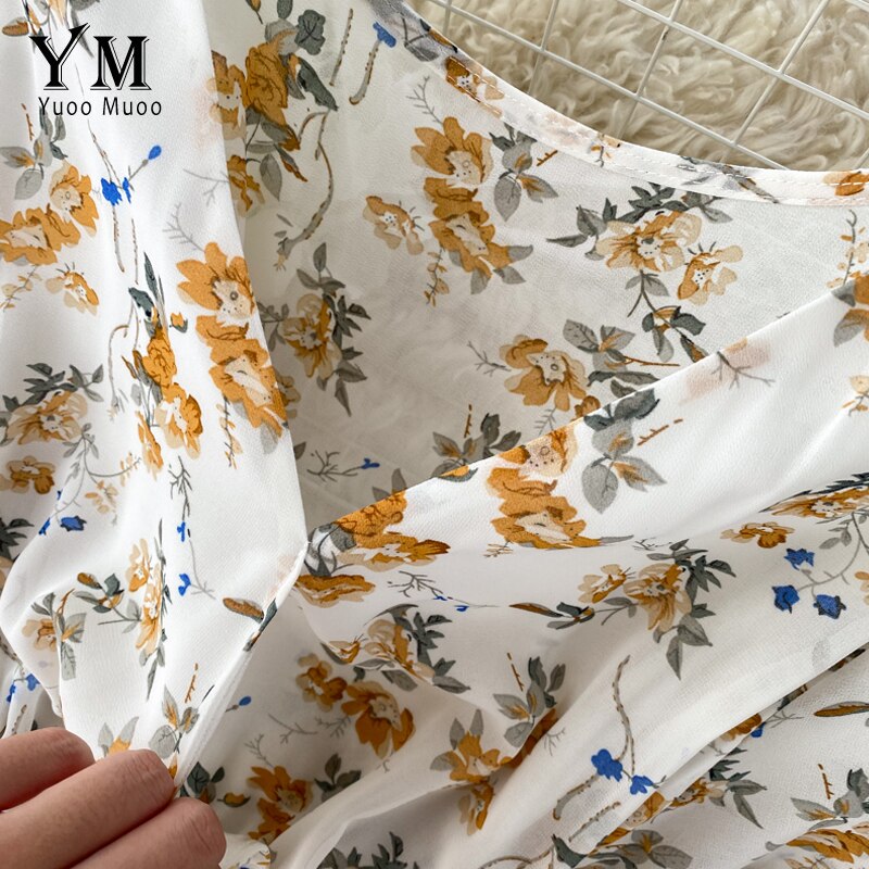 Yuoomuoo Bloemenprint Tube Chiffon Jurk Vrouwen Mode Elastische Taille Ruches Midi Jurk Zomer Lady Chic Strand Jurk