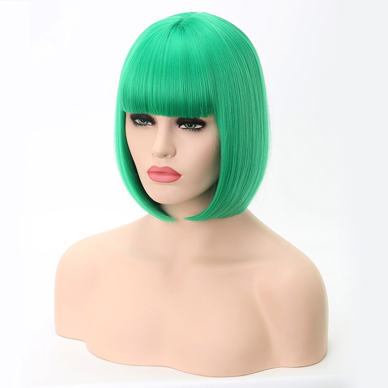 Lanyi kort lichtrood steil bobkapsel met pony synthetisch haar voor vrouwen 12 cm hittebestendige vezels dagelijkse natuurlijke pruiken: Groente