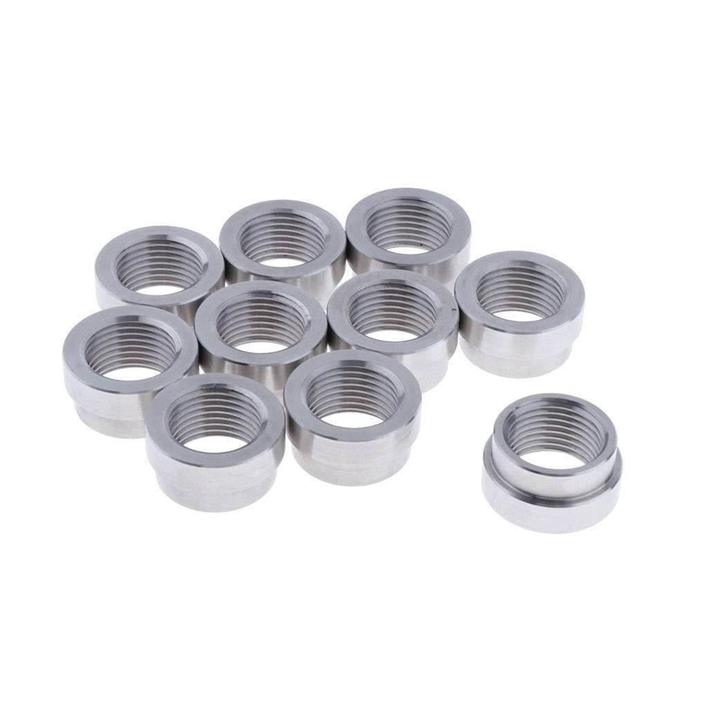 O2 Oxygen Sensor 10pcs/set Weld on Stepped Nut Bung Extension Kits M18x1.5
