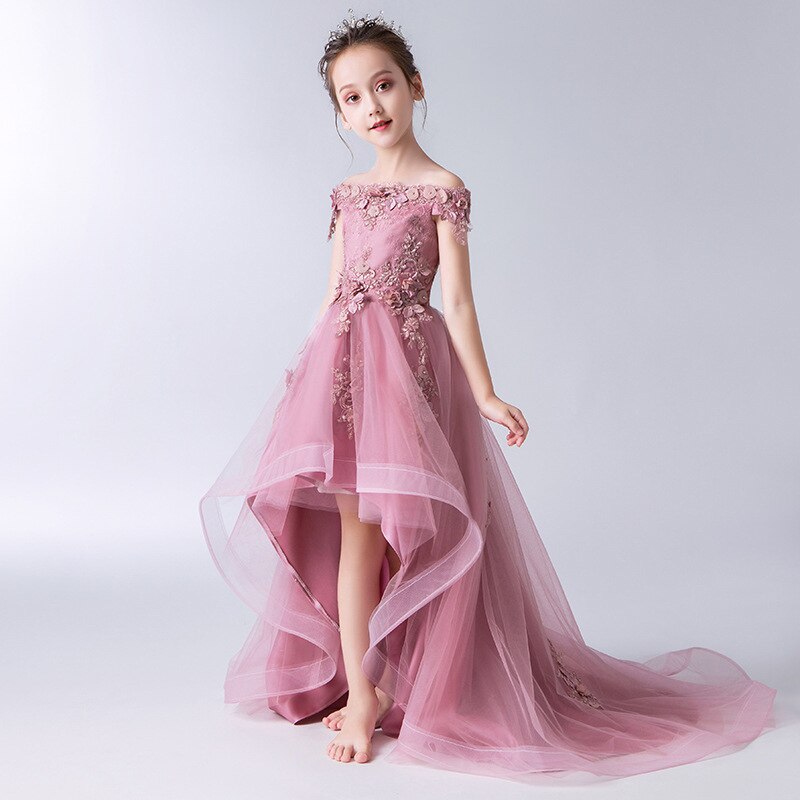 Flower Girl Dress Children Bridemaid Mermaid Wedding Dresses For Kids Pink Tutu Gowns Girls Boutique Party Wear Frocks: 12