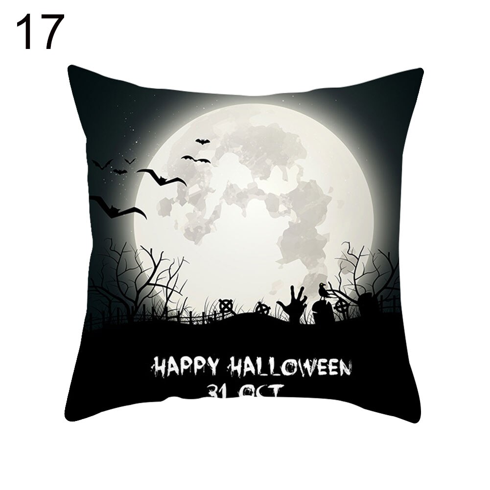 1pc sjove halloween græskar spøgelse flagermus trick or treat pudebetræk pudebetræk stribet geometrisk pudebetræk kussen sofa indretning: 17