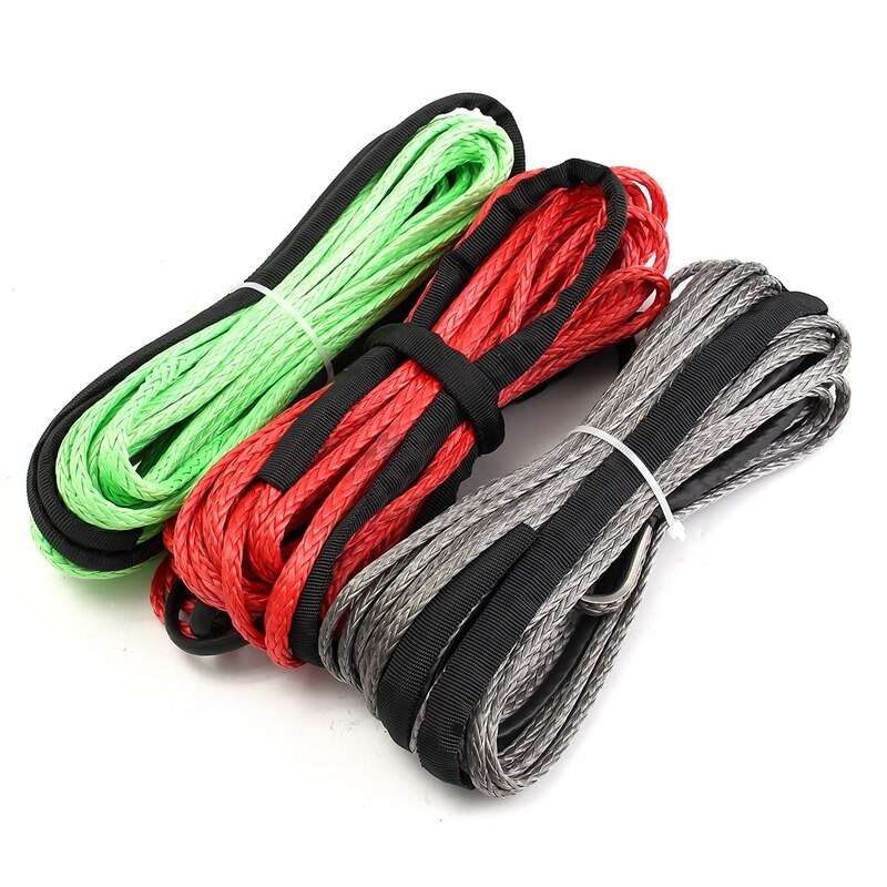 15m 5.5mm Towing Winch Cable Rope String Line Synthetic Fiber 7000lbs For Jeep ATV UTV SUV 4X4 4WD