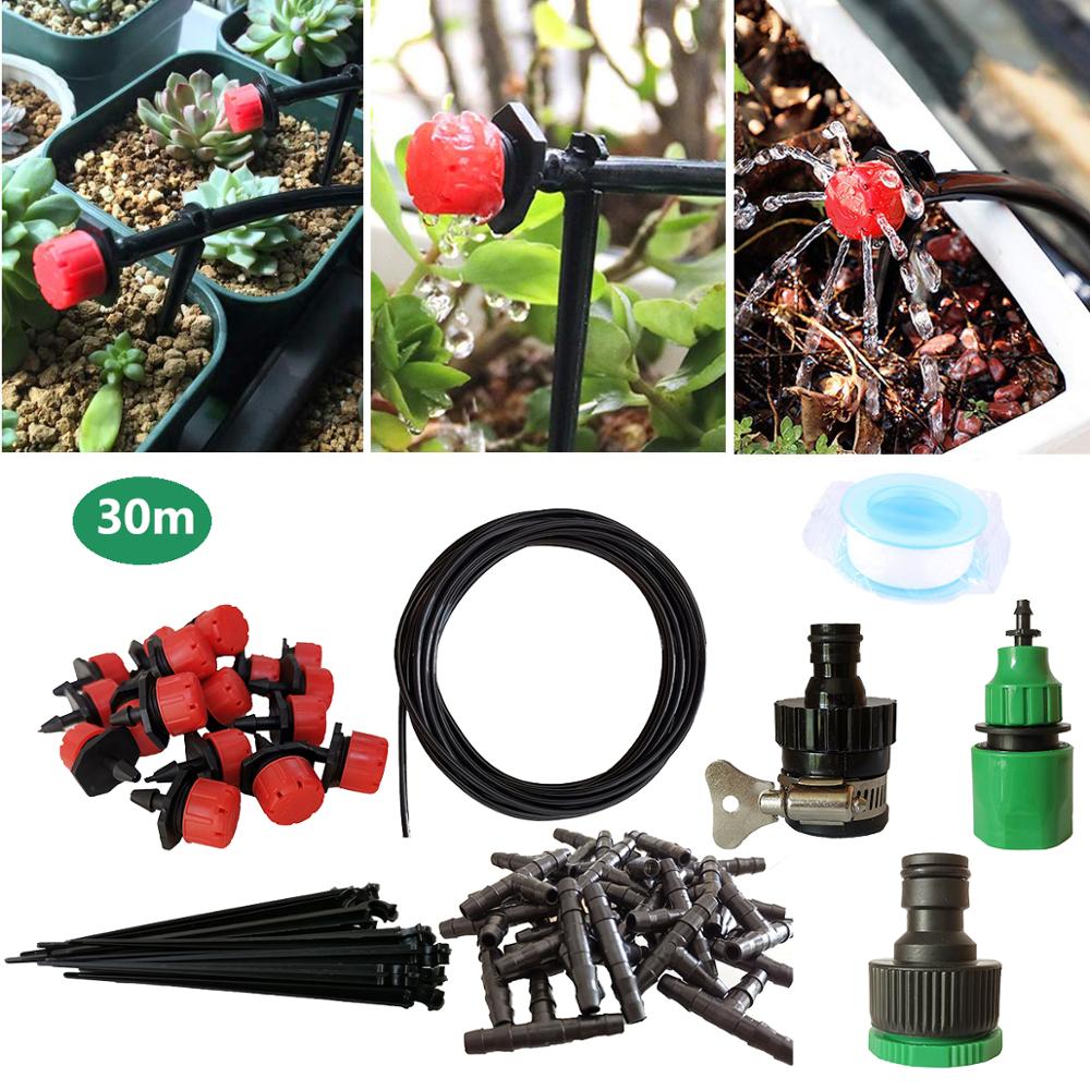 30m Drip Irrigation System Automatic Watering Garden Greenhouse Agriculture Hose Micro Drip Garden Watering Kits with Adjustable