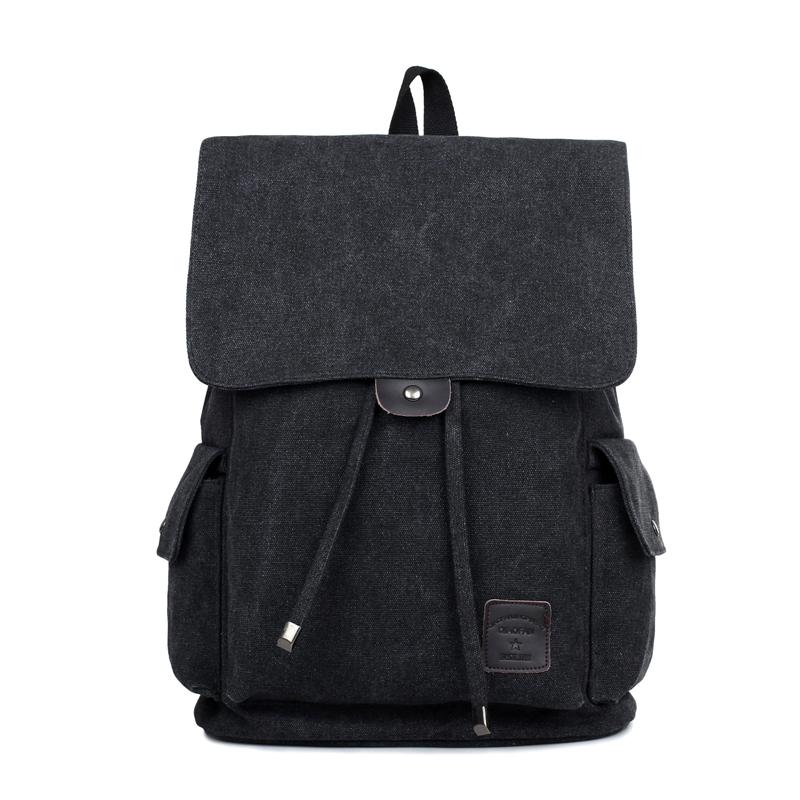 Favocent Mode Mannen Reizen Rugzak Rugzak Canvas Schoudertas voor Mannen en Vrouwen 14 inch Laptop Schooltas Rugzak: Black