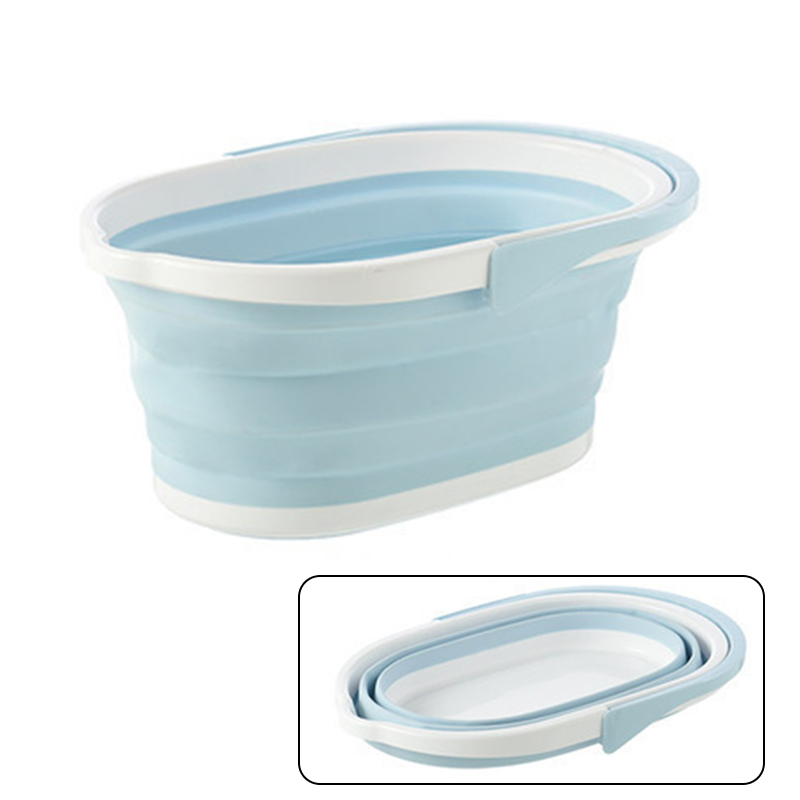 Plegable de plástico Cubo de fregona de lavado cubo con asa plegable fregona de limpieza de pesca cubeta para lavar autos: blue