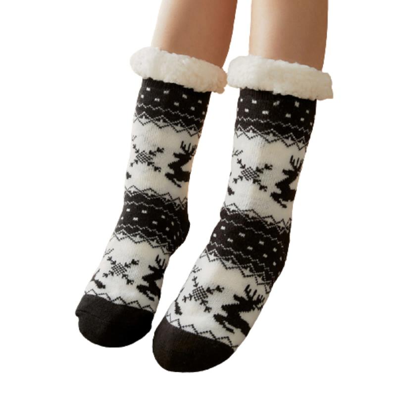 Calcetines térmicos de invierno para mujer, calcetín de lana, antideslizantes, de Cachemira, para dormir, para Navidad, deportivos, cálidos: 01