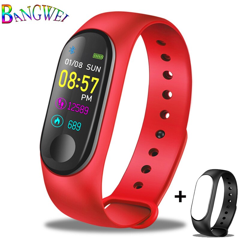 LIGE Women Smart Bracelet Heart Rate Blood Pressure oxygen Sleep Monitor Pedometer Fitness Sport Watch For Android ios + Strap: red Band