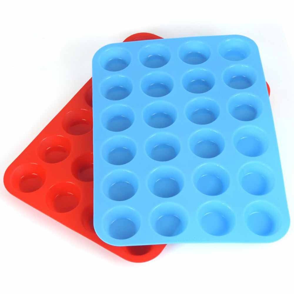 24 Cup Silicone Muffin Mallen Mini Cookies Cupcake Pan Tray Mould Bakvormen Set 33 cm x 22 cm Snoep Voor cake Bakken 4 Kleuren 10160B
