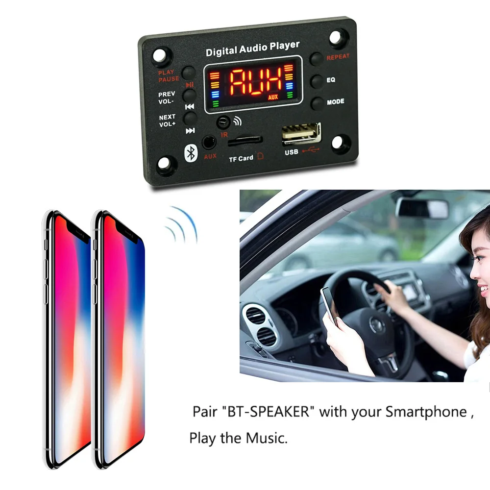12V MP3 Decoder Board Bluetooth5.0 Car MP3 Player USB Recording Module FM AUX Radio For Speaker Handsfree