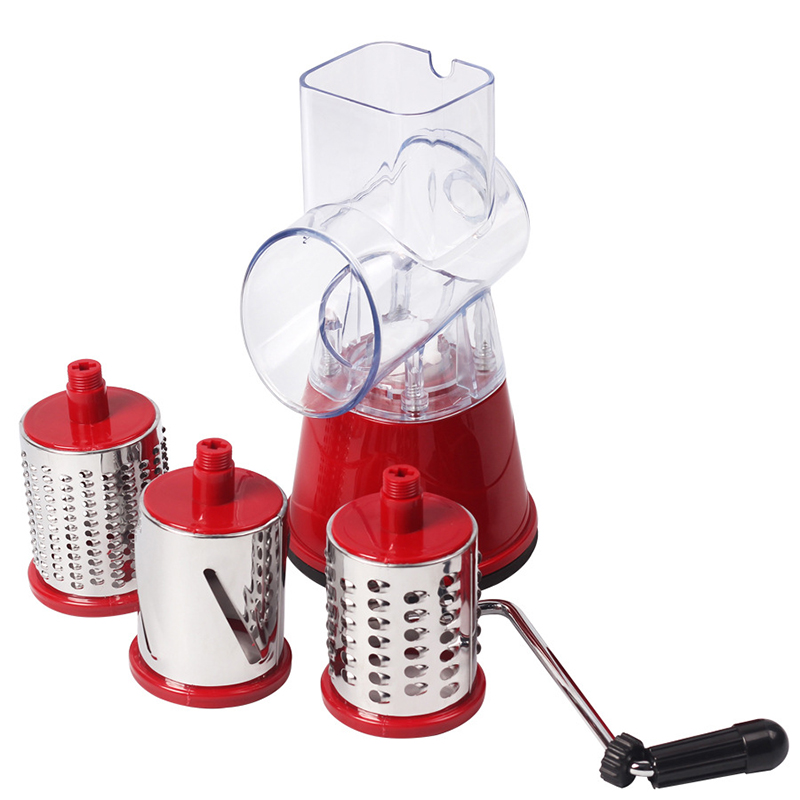 Rotary Cheese Grater Handheld Vegetable Mandoline Slicer Shredder with 3 Drum Blades Kitchen Tool SNO88