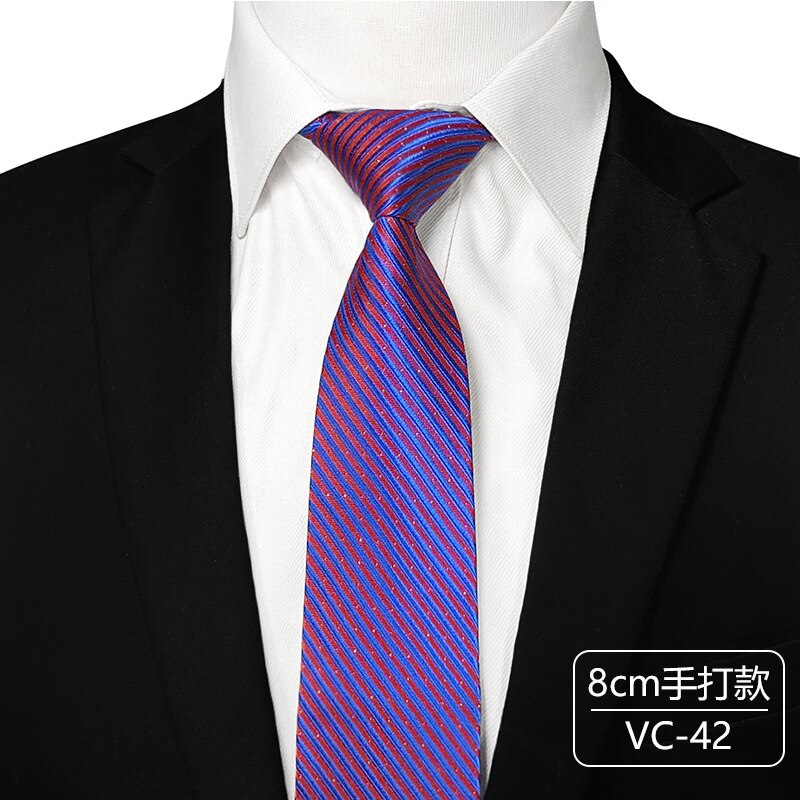 Corbata de boda de retales a rayas para hombre, corbata clásica de 7,5 cm de ancho, corbata azul a cuadros, para negocios: Colorido