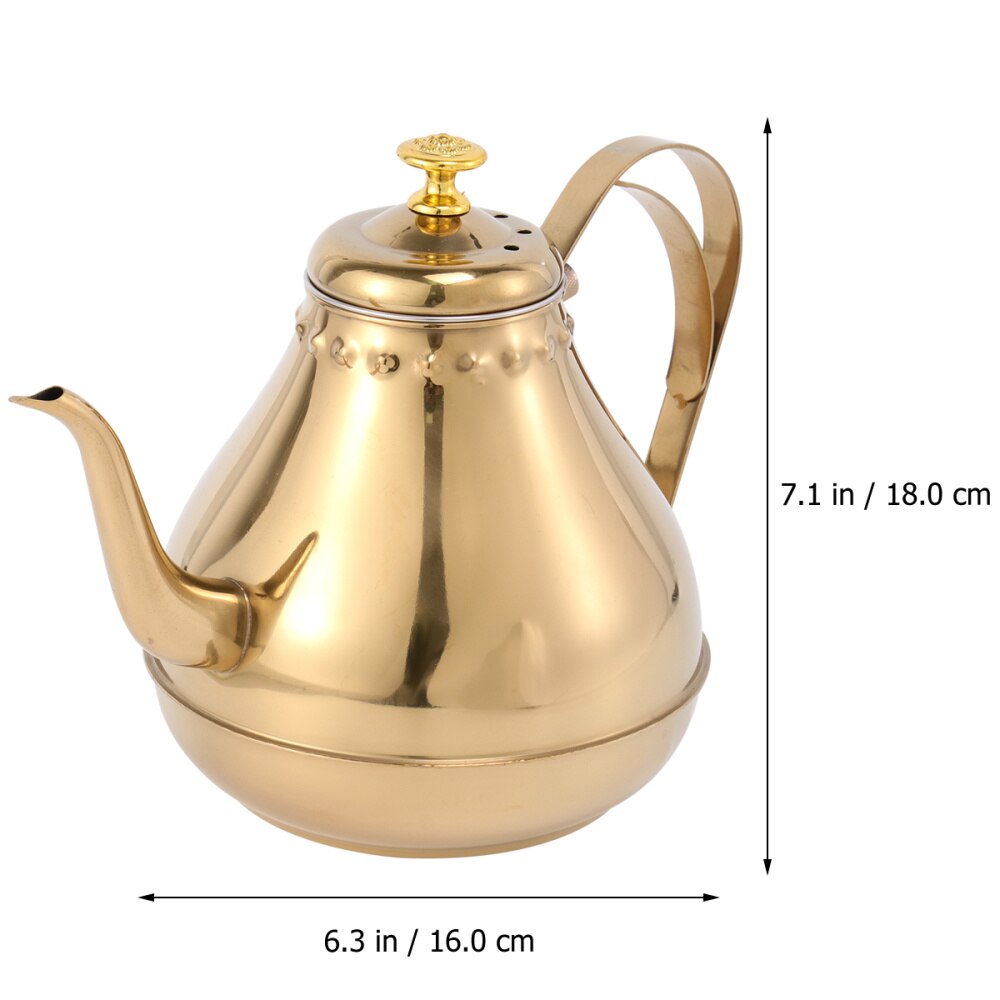 1.2l roestvrijstalen waterkokers met lange mond, thee- en koffieservies voor thuiskantoor (goudkleurig)