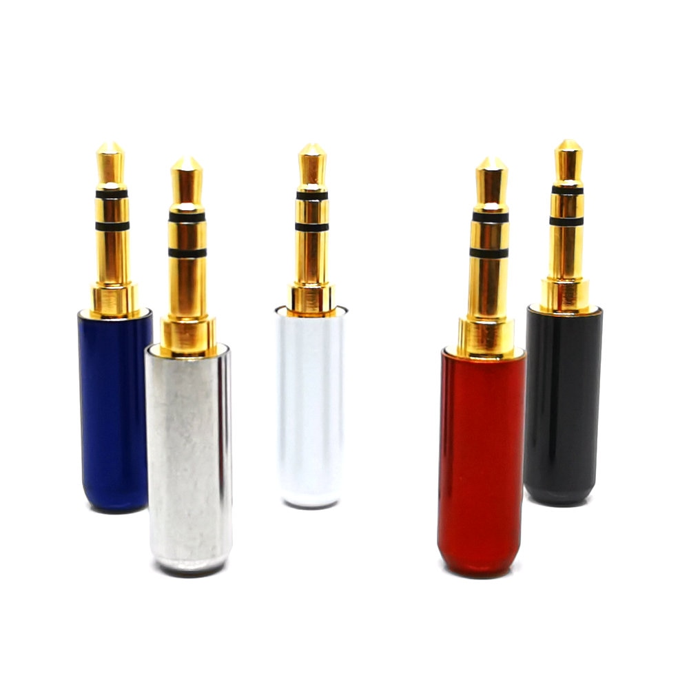 10 Uds chapados en oro estéreo 3,5mm 3 Reparación de postes de auriculares Cable con enchufe de clavija de Audio auriculares conector de Audio conector de soldadura