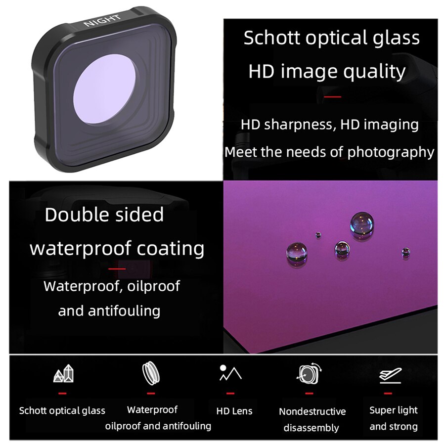 Per I Filtri delle Lenti Gopro Hero 9 Nero Set UV/CPL/ND4/8/16/32/64 di Azione accessori della macchina fotografica Per Go Pro Hero9 Filtro di Colore Alluminio