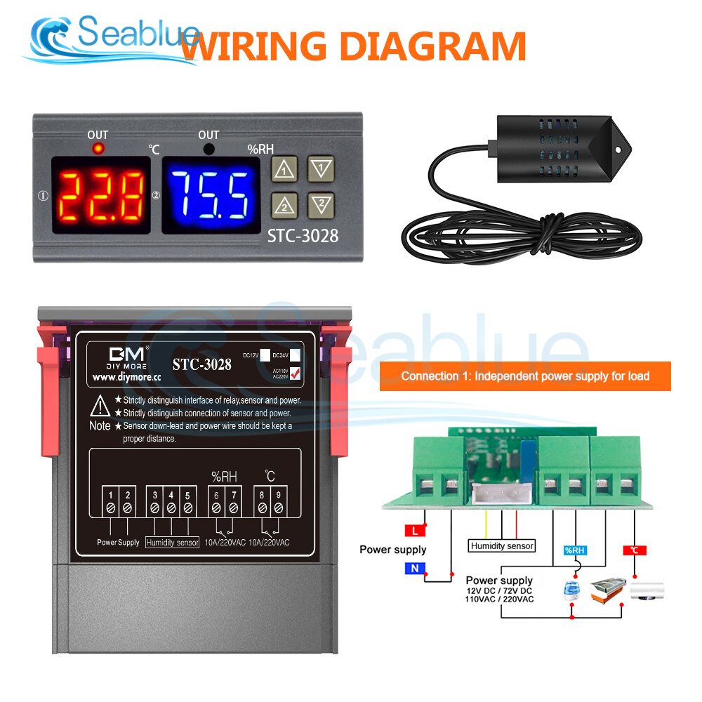 STC-3028 SHT2000 Temperatur Feuchtigkeit Regler Hause Kühlschrank Thermostat Hygrostat Thermometer Hygrometer DC 12V 24V AC 110-220V