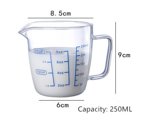 Pyrex – tasse à mesurer le lait 250ml/500ml, tasse à mesurer micro-ondes, pichet à lait en verre avec couvercle, tasses à expresso: 250ML A Style