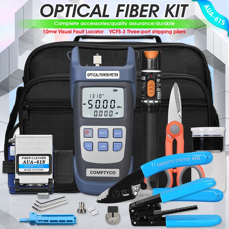 FTTH Fiber Optic Tool Kit with Fiber Optica Power Meter and 10mW Visual Fault Locator AUA-61S FTTH Tool: -50 to 26dBm