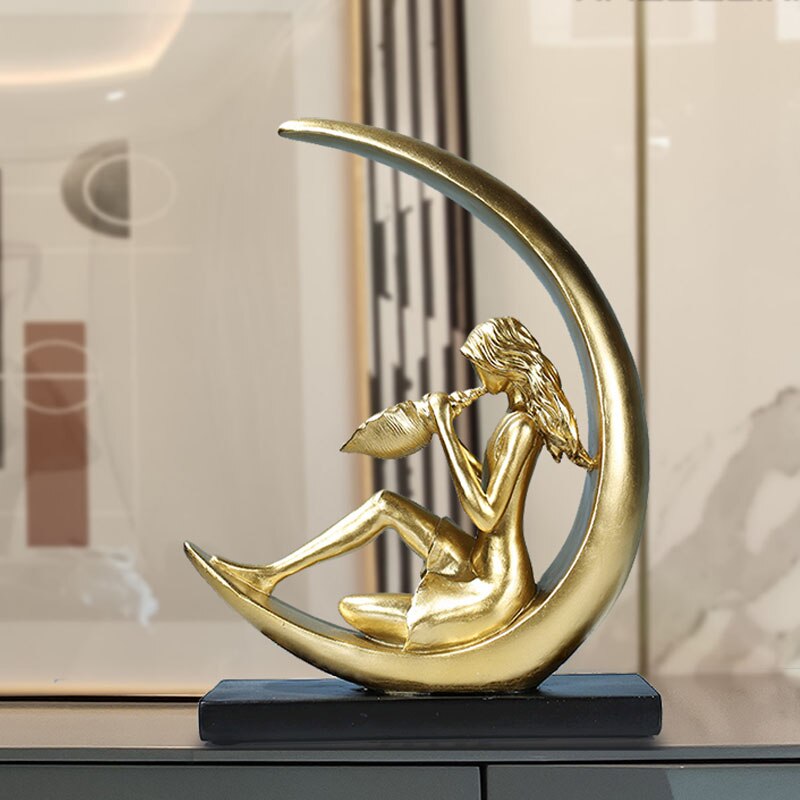 Måne pige figur ballet danser statue stue tv kabinet dekoration ornamenter fødselsdag artware hjem indretning figurer