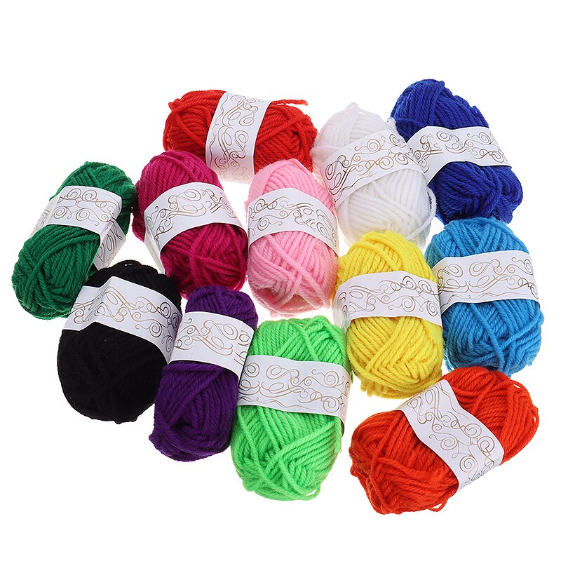 12Pcs Multi Kleuren Breiwol Garen Diy Hand Gehaakte Wol Garen Wol Lot Breien Bal Diy Draad 50M/Roll