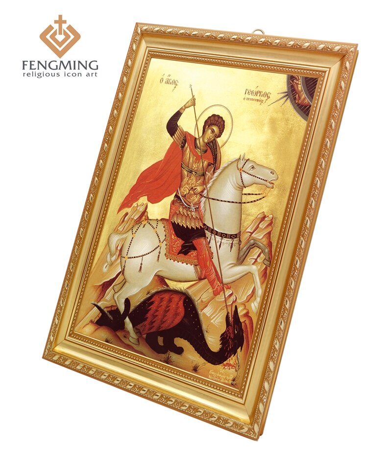 Religious Accessories Plastic Craft Photo Frames Saint George Paintings Greek Orthodox Church Icon Byzantine Christian Art