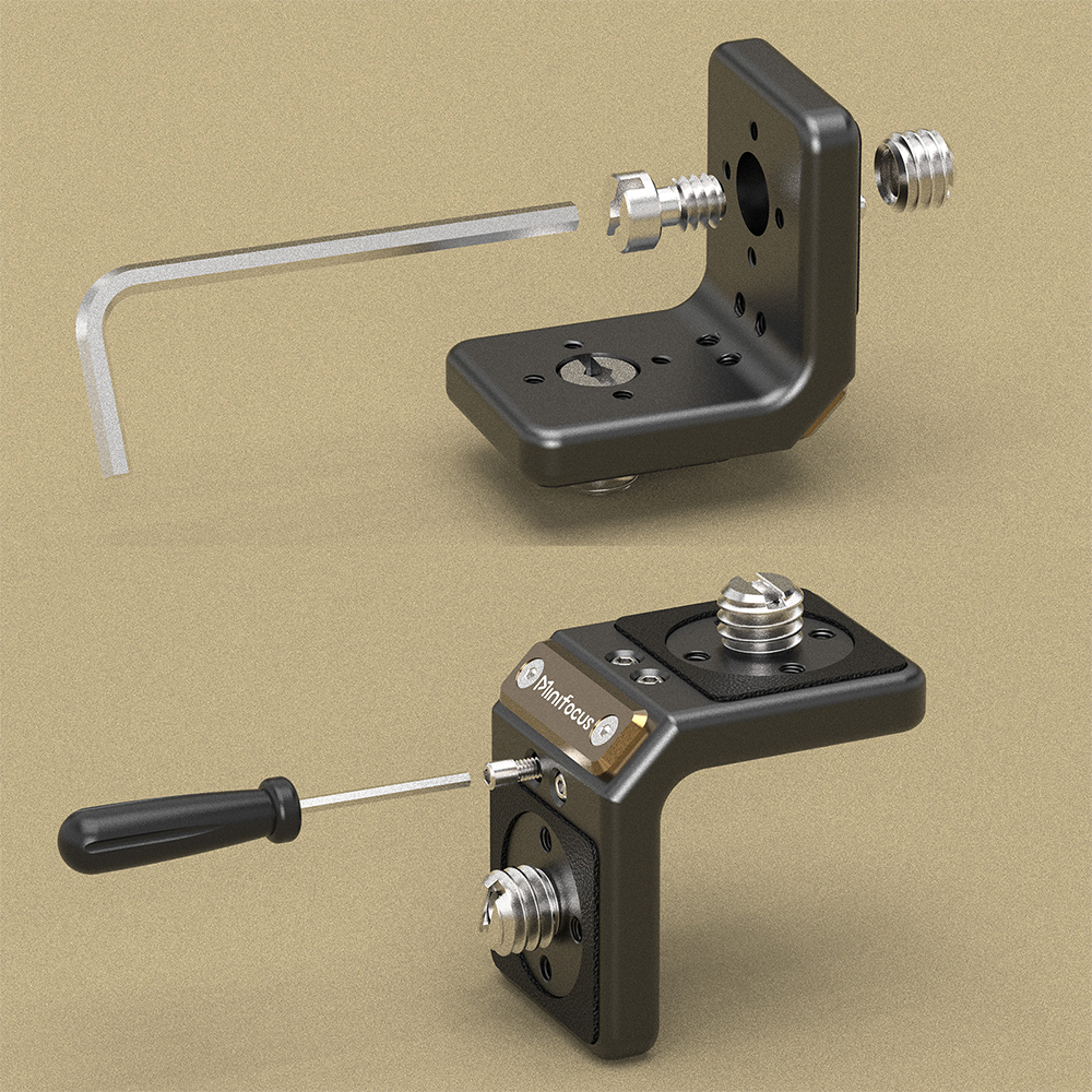 Mini L-Shaped Mount Plate, Right-Angle Plate Mounting Bracket with ARRI, 90° Angle Video Rig Adapter for Wireless Transmitter